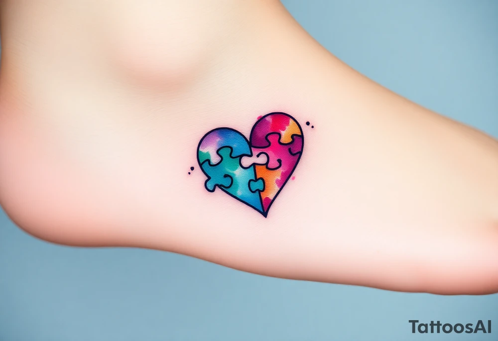 autism heart puzzle shape symbol tattoo idea