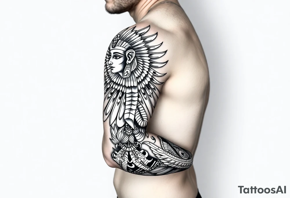 Egyptian theme . Add more elements. I have Egyptian symbols also so I want to connect them tattoo idea