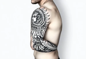 Egyptian theme . Add more elements. I have Egyptian symbols also so I want to connect them tattoo idea