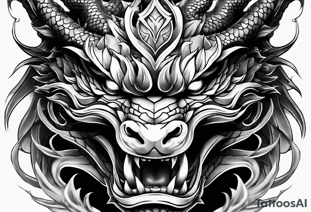 dragon mask fire tattoo idea