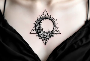 lily letter c and a rising sun triangle tattoo idea