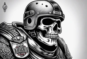 hockey skull with helmet tattoo idea