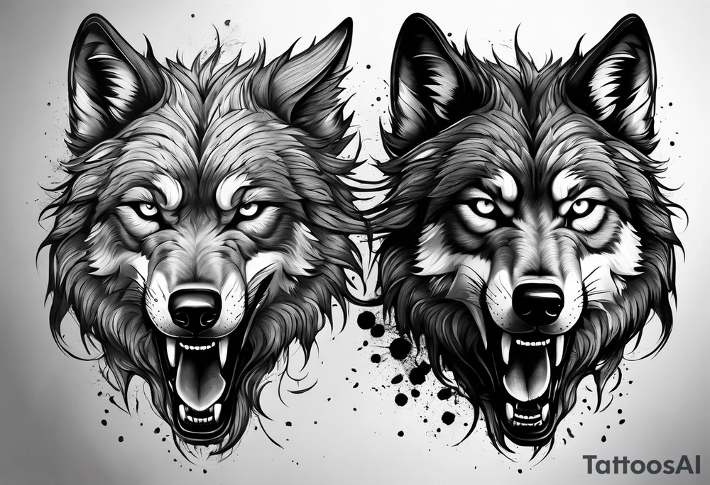 angry alpha wolf tattoo idea