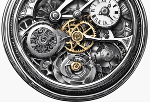 old school pocket watch
 exploded showing inner mechanism tattoo idea