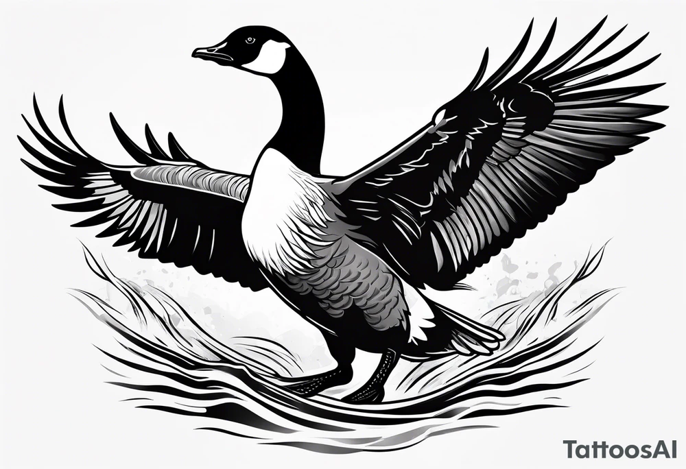canadian goose in fighting mode tattoo idea