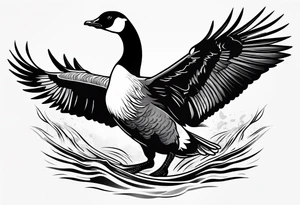 canadian goose in fighting mode tattoo idea