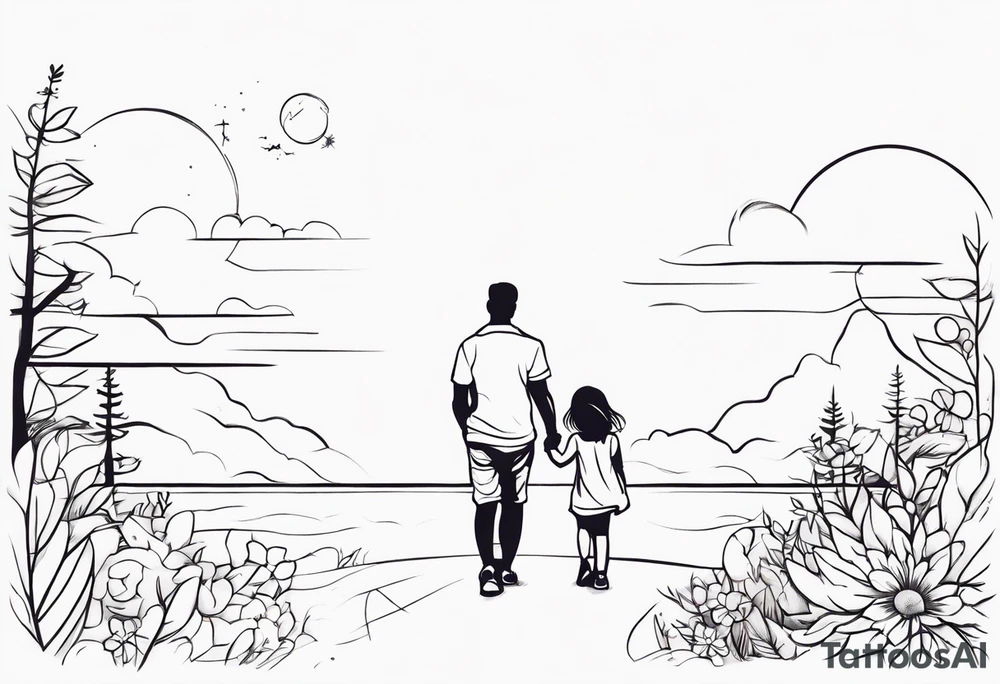 little girl with her dad and the word father tattoo idea