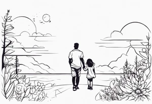 little girl with her dad and the word father tattoo idea
