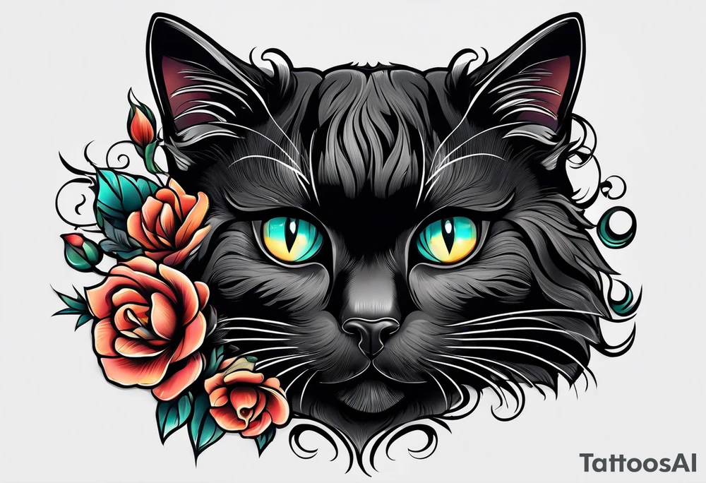 Black cat laying inside arm tattoo idea