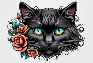 Black cat laying inside arm tattoo idea