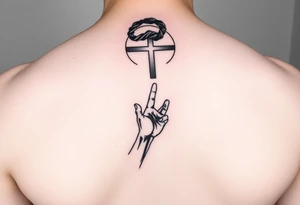 i want a boy reaching out to Jesus hand while falling into the void tattoo idea