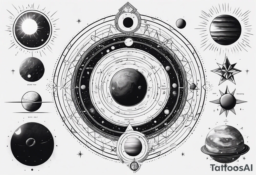 Symbols of the elements of the solar system arranged in order of distance from the sun tattoo idea