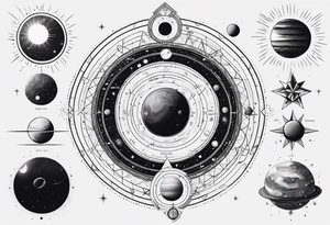 Symbols of the elements of the solar system arranged in order of distance from the sun tattoo idea