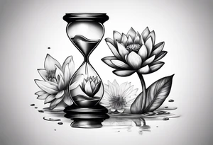 Hourglass with water lilly. tattoo idea
