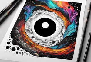 Large black hole swallowing earth. as Earth is swallowed space and time is stretched and deformed tattoo idea