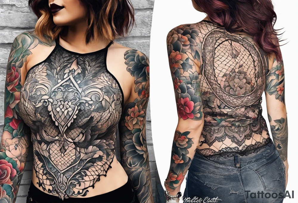 ripped lace tattoo idea