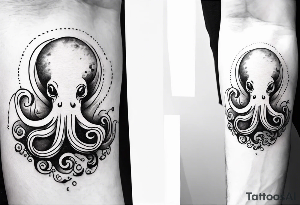 Octopus in sea view upper arm full sleeve tattoo idea