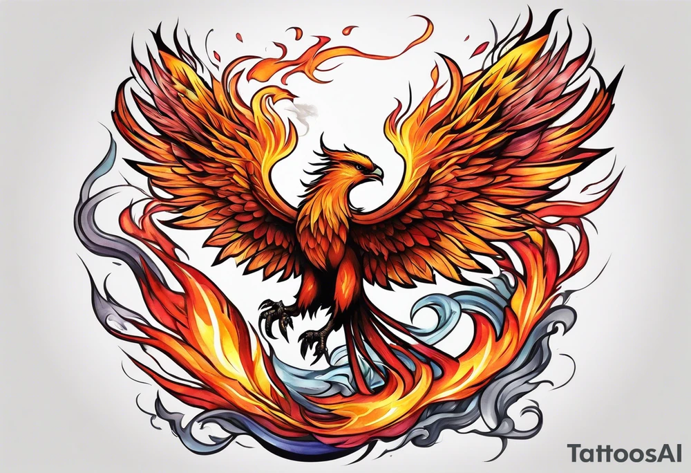 Phoenix rising from the ashes tattoo idea