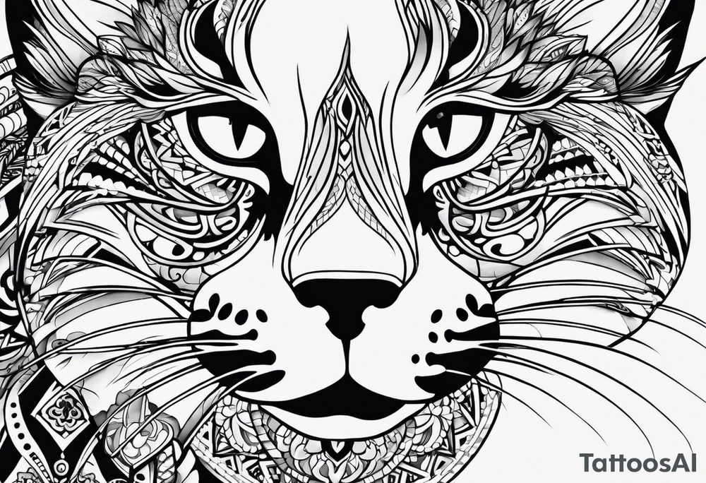 I need a tatto which will look like a pattern on the top of the head of tabby cats but without cat only pattern tattoo idea