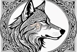 Celtic wolf side face tattoo idea