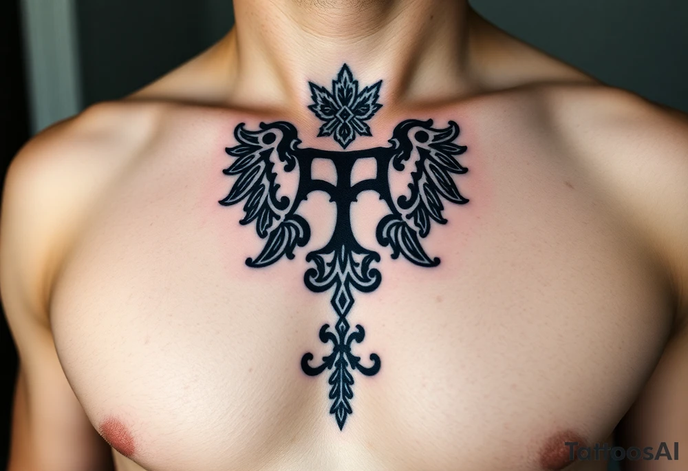 Powerful, majestic and dark Irish family crest tattoo idea