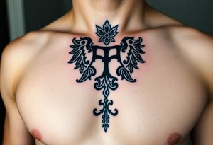 Powerful, majestic and dark Irish family crest tattoo idea