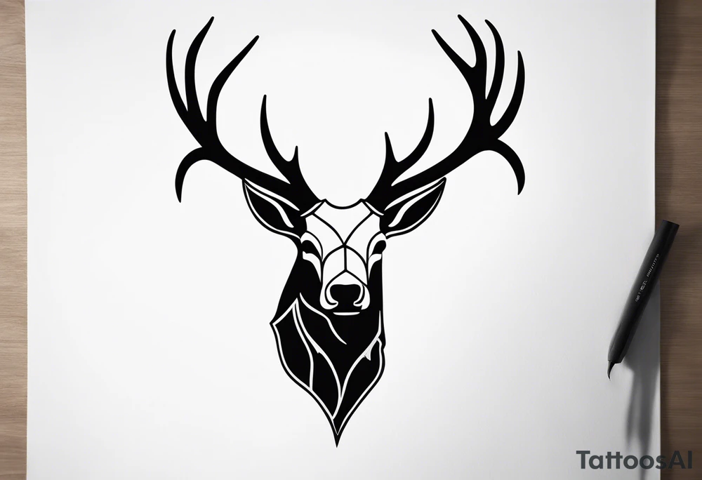 A crow on a elk skull tattoo idea