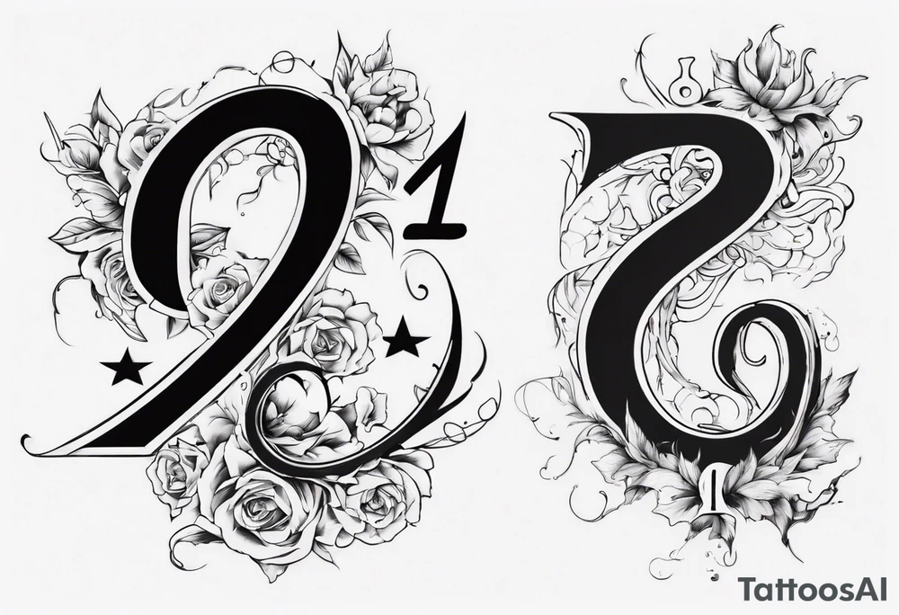 number 9 upside down and right side up connected. 9:16 aspect ratio. tattoo idea