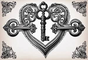 Antique keys heart shaped tattoo idea