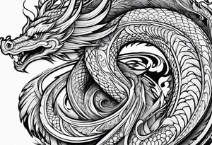 Long dragon long swirly tail girly tattoo idea