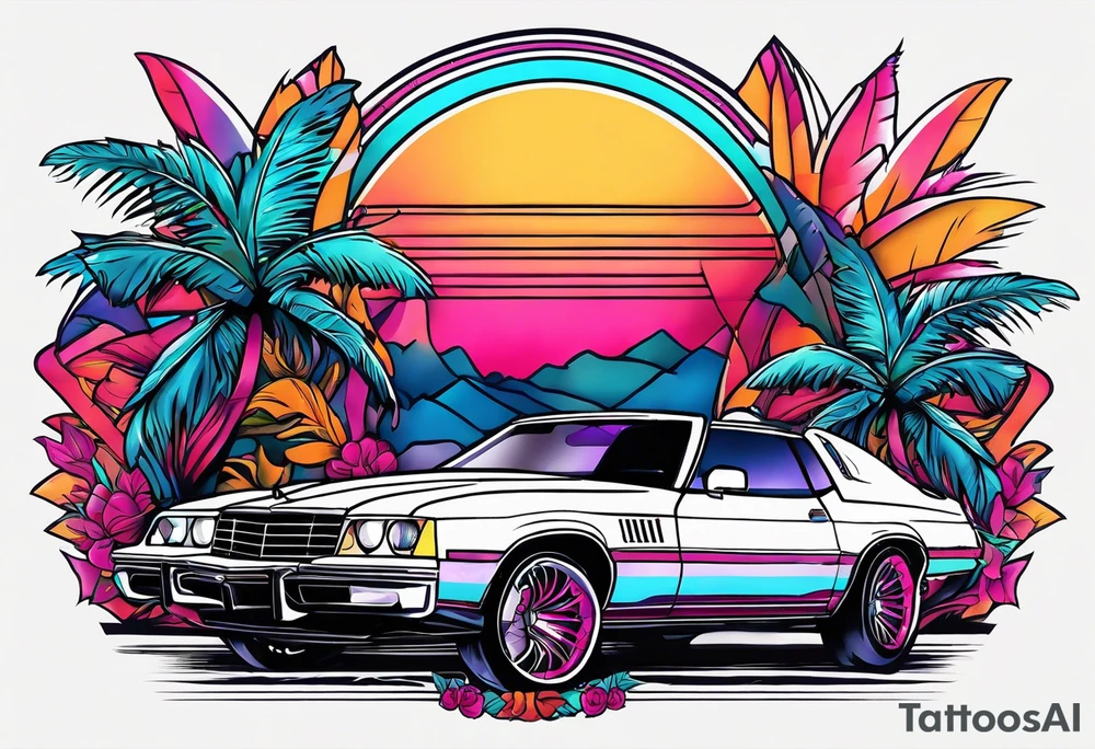 miami vice style party tattoo idea