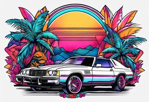 miami vice style party tattoo idea