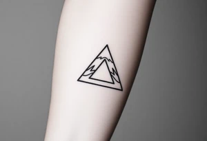 Geometric small triangle about different paths in life merge together and become stronger while being psychedelic and trippy make it fine thin lines tattoo idea