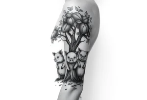 3 little piggy's hiding under a a tree tattoo idea