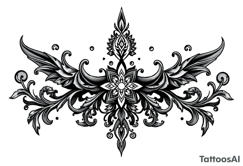 mytical shaman and mytolog style ornametn with ancient rhyme tattoo idea