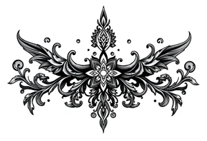 mytical shaman and mytolog style ornametn with ancient rhyme tattoo idea