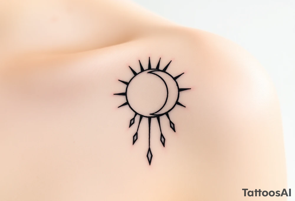 The sun and the moon cascading tattoo idea