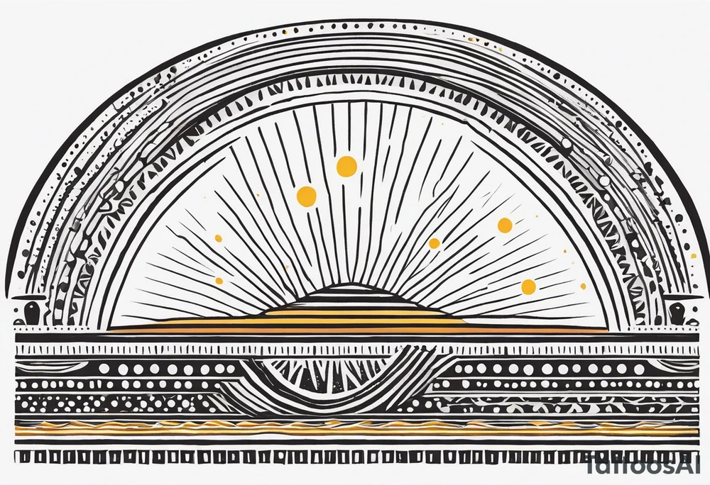 simple sunshine shape made of dots, quite tribal and basic looking. no solid lines tattoo idea