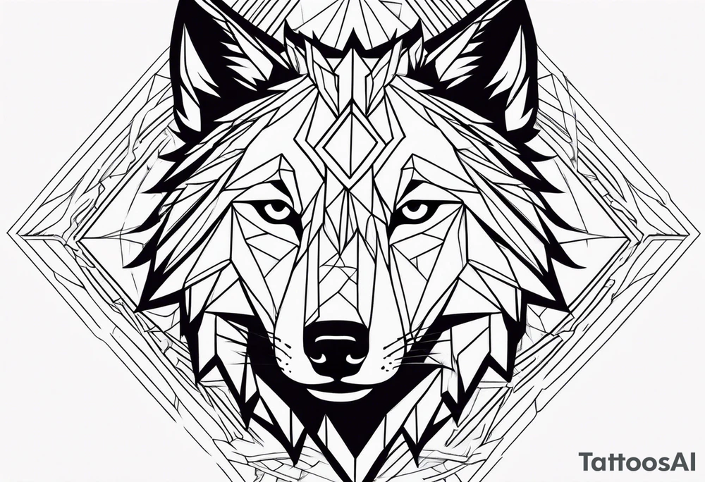 Male young Wolf face tattoo idea