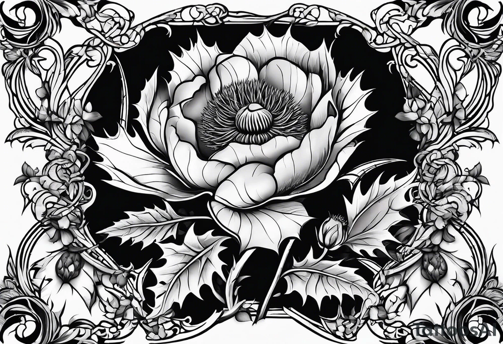 Scottish thistle, 4 leaf clover, Tudor rose tattoo idea