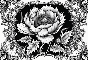 Scottish thistle, 4 leaf clover, Tudor rose tattoo idea