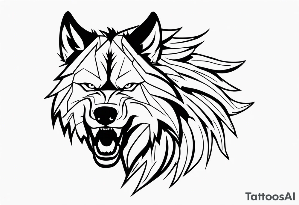 Angry wolf tattoo idea