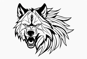 Angry wolf tattoo idea