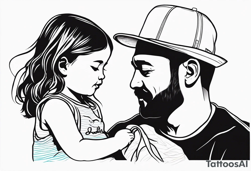 little girl with her dad for memorial of her father tattoo idea