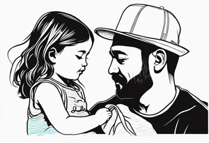 little girl with her dad for memorial of her father tattoo idea