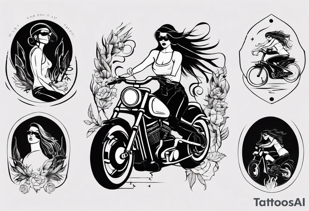 sexy biker girl tattoo idea