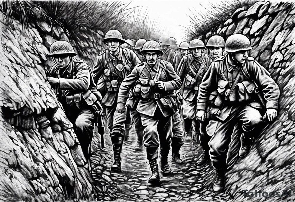 World war 2 trenches British soldiers tattoo idea