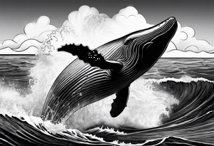 Hawaiian breaching whale tattoo idea