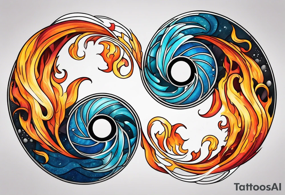 Fire and Water yin yang tattoo idea