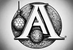 Illuminated letter A With disco ball theme tattoo idea